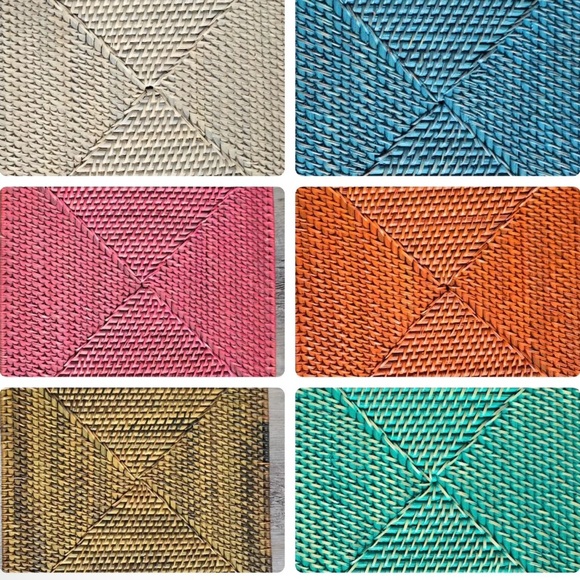 Kim Seybert Square Placemat 6 Pcs Ratten Assorted Colors Retail $360 - Picture 1 of 7